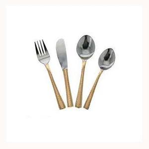 Juego de cubiertos de diseño personalizado al por mayor con mango exclusivo hecho a mano de acero inoxidable pulido plateado con mango de latón - Product Image 1