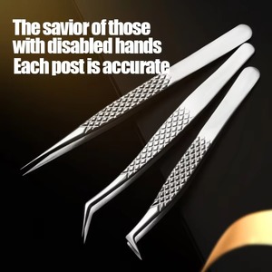 Pinzas de extensión de pestañas de acero inoxidable antiestáticas duraderas de alta precisión punta suave para esteticistas de pestañas cabello separado - Product Image 5
