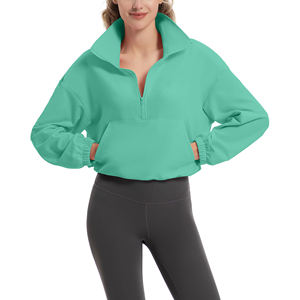 Sudadera Corta con Media Cremallera, Diseño Casual, Deportiva, para Mujer, Estilo Urbano, Moderna, para Hacer Ejercicio - Product Image 3