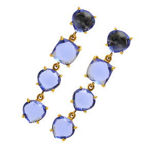 Pendientes de tuerca chapados en oro de Plata de Ley 925 con piedras preciosas de cuarzo azul con ajuste de múltiples formas para mujer. Fabricado por CDP. - Product Image 3