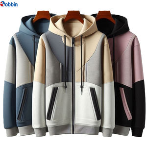 Sweat-shirt à capuche unisexe en coton personnalisé à manches longues et fermeture éclair intégrale pour hommes et femmes, vêtements de sport décontractés avec motif uni - Product Image 2