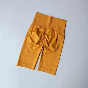 Shorts de sport pour femme taille mi-haute sans coutures, extensibles dans les quatre sens, en Spandex/Nylon, pour yoga, cyclisme, course à pied, fitness et entraînement en salle de sport, coupe ajustée - Product Image 2