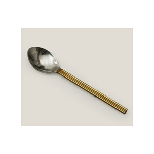 Dashing flatware สแตนเลสกระจกขัดเงาพร้อมด้ามทองเหลืองดูดีช้อนชา - Product Image 6