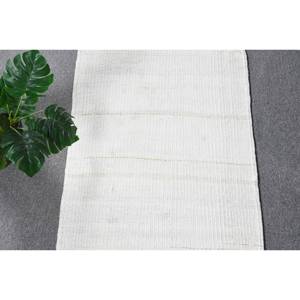 Alfombra de lana hecha a mano blanca moderna de 2x8,7 pies, diseño rectangular de retazos turcos para decoración para sala de estar, látex para uso en el pasillo del dormitorio - Product Image 5