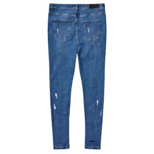 Hombres Spray-On Ripped Jeans Mid Blue High Stretch Tight Fit Ripped Skinny Look Everyday Rugged Streetwear Denim Jeans - Product Image 5