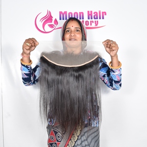 Prix de gros d'usine, extensions de cheveux humains 100% authentiques, naturelles, non traitées, frontales droites, fournisseur indien brut, par l'exportation - Product Image 1
