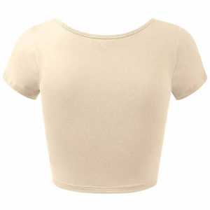 Vente en gros T-shirt court élastique en polyester spandex avec logo personnalisable pour femmes 2025 - Product Image 4