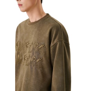 Sweat-shirt en molleton surdimensionné à col rond pour homme, personnalisé, avec logo brodé, imprimé de haute qualité, hiver, coupe classique - Product Image 4