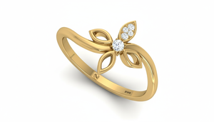 แหวนเพชรรักบานสะพรั่ง 4 แฉก ดีไซน์ดอกไม้ ทอง 14K สำหรับผู้หญิง - Product Image 4