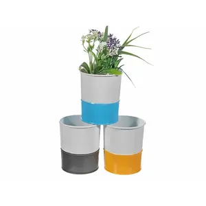 Pot de lavage blanc et jardinières avec poignée nouveau Design Pot de plante en métal élégant pour décoration de jardin nouveau Pot de jardinière en métal pour fleurs - Product Image 4