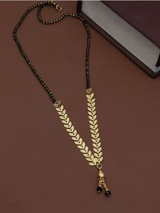 Stylish Long Mangalsutra For Women With Double Chain Black Beads And Beautiful Pendant Design For Party Wear - Product Image 3