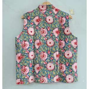 Chaleco Acolchado con Estampado Floral, Talla Grande, Estilo Boho, Sin Mangas, Invierno, con Botones, Reversible, Ecológico, para Mujer - Product Image 4