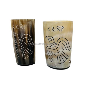 Tasse sculptée en corne de boeuf naturelle au design moderne 300ml tasse à boire Viking véritable artisanat RF tasse à bière sculptée - Product Image 6