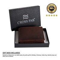 Cartera de Cuero Vacuno para Hombre, Forro de Satén Personalizado, Diseño Corto y Moderno, Bloqueo RFID, Impermeable, Plegable, CROSS FAB, Regalo, APGOI-GW-112