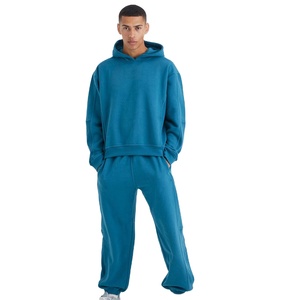 Ensemble de survêtement pour homme en coton mélangé, tissu respirant, sweat à capuche et pantalon de jogging, tenue décontractée confortable pour tous les jours, vêtements de sport - Product Image 1