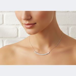 Collar con Colgante de Barra Curva con Diamante Ovalado de Corte Brillante de 2.00 CTW - Product Image 6