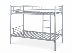 Lit superposé en métal ARSU, taille double, couleur crème, structure durable, échelle, barrières de sécurité, portes doubles ventilées verrouillables avec clé - Product Image 5