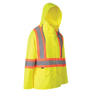 Chaqueta de lluvia Hi Vis para mujer con capucha Snap-Off Ropa DE SEGURIDAD reflectante para clima húmedo - Product Image 3