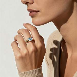 Jeulia Gold Plated Sterling Silver Hug Me Ocean Fish Cluster <b>Ring</b> - Product Image 4