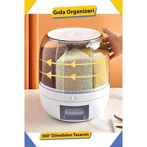 Organizador Multiusos Giratorio 360° de 6 Piezas, Plástico Gris, Tamaño Único, para Alimentos y Legumbres Secas, Hecho en Turquía - Product Image 2