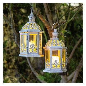 Lanternes à bougies suspendues en acier inoxydable modernes faites à la main écologiques plaquées nickel couleur personnalisée décoration de la maison Falah - Product Image 1