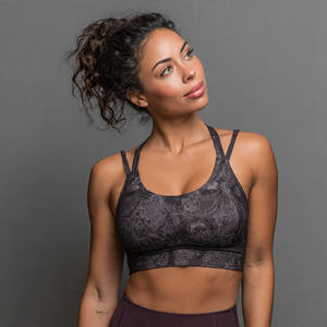 Soutien-gorge de yoga à dos nageur imprimé par transfert thermique pour femmes, maintien élevé, compression, léger, extensible dans les quatre sens, polyester/coton - Product Image 1