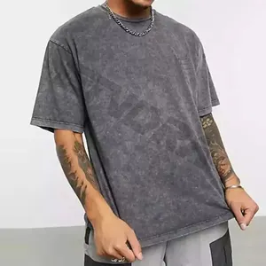Boş ağır T-shirt Vintage stil Unisex T Shirt erkekler kısa kollu giysi boyalı asit yıkama T-shirt OEM ve özelleştirilmiş
