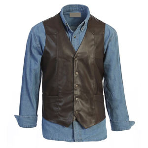 Chaleco y chaleco de talla grande de primera calidad para hombre, Chaleco de cuero sin mangas de diseño único para invierno con bolsillos delanteros para motocicleta - Product Image 4