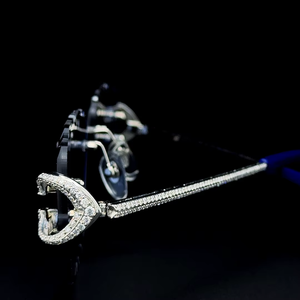 Lunettes de soleil de luxe à triple pont croisé, personnalisées, avec diamants Moissanite, pour hommes, style Hip Hop tendance, prix de gros - Product Image 3