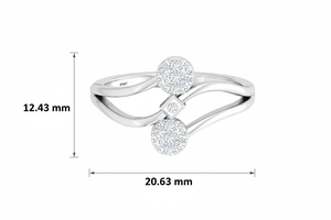 Anillo de Diamantes de Doble Círculo de Diseño para Mujer |   Anillo de Oro de 14K y Diamantes Naturales con 15 Diamantes de Corte Brillante Redondo |   0.15 quilates - Product Image 2