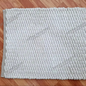 พรมถักขนแกะสีขาวสบายมือดีไซน์แบบห่วงกระจุกตัวหนาแบบนามธรรมกองสูง - Product Image 1