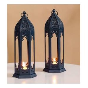 Ensemble de 2 lanternes décoratives rustiques pour la décoration de mariage et de fête de Noël, porte-bougie, lanterne d'extérieur et d'intérieur - Product Image 3