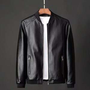 Wholesale Autumn Winter Plus 8XL Size Fashion Men's <b>Genuine</b> Sheep Leather Jackets Solid Color Zipper Casual PU Stand Front - Product Image 2