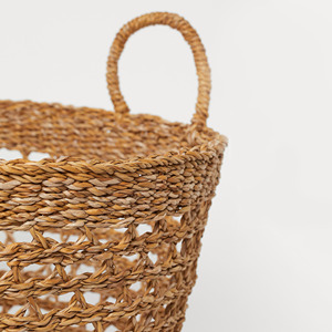 Open Weave Seagrass <b>Storage</b> Container <b>Basket</b> for House Decor Best Price <b>Round</b> Raffia <b>Baskets</b> From Vietnam Factory - Product Image 2