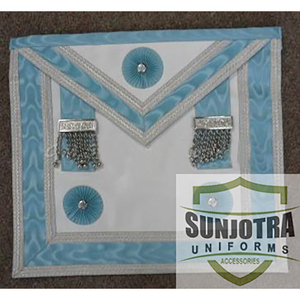 Traditional Quality Lambskin Leather Master Mason Apron Silver Masonic Design Gold Embroidery Cross-<b>Stitching</b> Needlework Master - Product Image 3