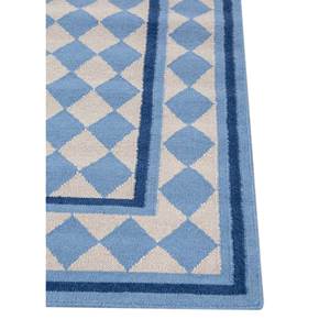 พรมขนสัตว์ทอลายเรียบสีน้ำเงินอัลฮัมบรา ลายเรขาคณิตสำหรับตกแต่งบ้าน-PDWL-7064 - Product Image 4