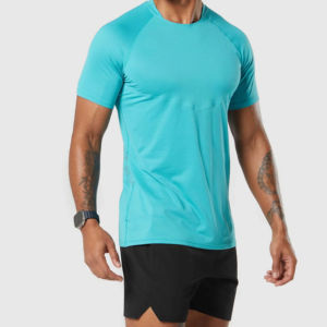 T-shirt de sport pour homme 2025 de qualité supérieure, 100 % coton, avec design de col musculaire, respirant, en tissu jersey 300g - Product Image 1