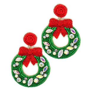 Beads <b>Embroidery</b> Christmas Earrings Festive Designs Handcrafted Earrings Beadwork Accept Custom Design logo - Product Image 1
