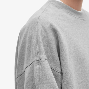 Sudadera Extra Grande de Algodón Grueso, Estilo Francés, Color Gris, Hombros Caídos, Cuello Redondo, Estampado Otoñal, Técnicas de Teñido Liso - Product Image 6