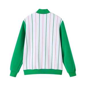AKA Pinstripe Tech Fleece <b>Jacket</b> Unisex Chenille Embroidery Greek Letter <b>Zip</b> <b>Up</b> Athletic Fit Streetwear Black Green Style - Product Image 2
