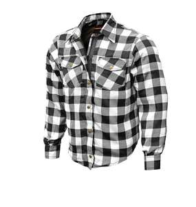 Camisa de Motociclista Reforzada con Aramida, Personalizada, para Hombre y Mujer, Tallas Grandes, de Franela Negra y Blanca, 14.5 oz, Algodón Denim, Oculta - Product Image 2