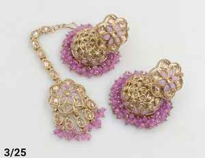 ชุดต่างหูประดับมุกโมติกาสำหรับผู้หญิงและเด็กผู้หญิงชุดชุบทองอินเดียแบบดั้งเดิมและทันสมัยใหม่ล่าสุด - Product Image 4