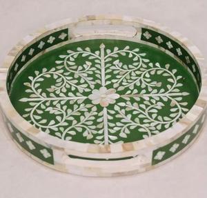 Plateau à thé Style nacre Plateau à incrustation de vadrouille Plateau unique Nouveau conçu Élégant et Meilleur Plateaux décoratifs Écologique - Product Image 5