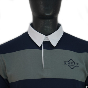 Personalizar Streetwear Rugby Polo de gran tamaño bordado solapa térmica de manga larga Camiseta de algodón Boxy rayas Polo camisas para hombres - Product Image 4