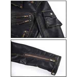 High Quality Cropped Faux PU Leather Jacket for <b>Women</b> Zipper Placket Contrast Color Quilted Feature Nylon Lining - Product Image 5