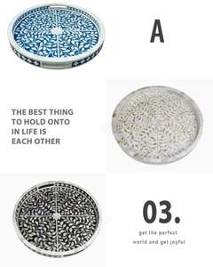 Venta al por mayor de incrustaciones de hueso y resina para restaurante para servir comida personalizada hogar Mesa decoración bandeja de almacenamiento Venta caliente bandeja de fruta de calidad - Product Image 3