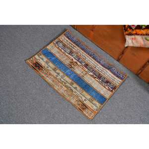 Alfombra Turca de 1.7x2.3 pies, Alfombra Vintage, Alfombra de Lana con Puntos Azules - Product Image 3