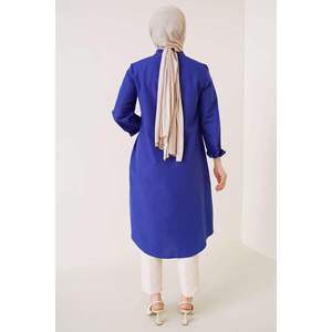 Tunique Saxe Long Modèle à Col Classique - Product Image 1