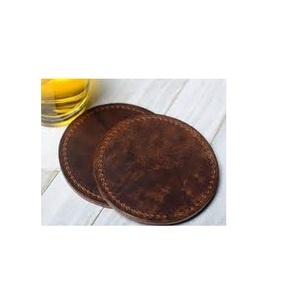 Dessous de verre en pierre en cuir accessoires de cuisine design moderne le plus vendu forme ronde couleur noire à bas prix - Product Image 4