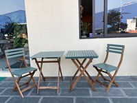 Set Meja dan Kursi Bistro Ramah Lingkungan Desain Modern dari Kayu Akasia, Lipat, Furnitur Makan Luar Ruangan Berkualitas Tinggi, Buatan Vietnam